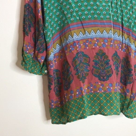 Tolani Nisha Tunic silk Green ladies tunic blouse top size medium - Picture 6 of 13